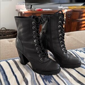Aldo Black Lace-Up High Heel Boots